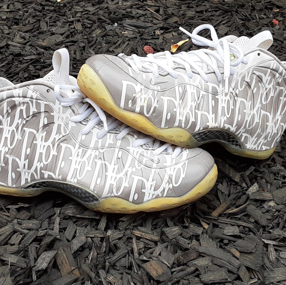 Custom nike air foamposite white out